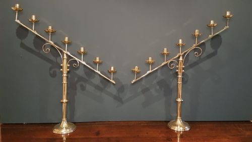 Superb Pair of Large Victorian Church Candelabras