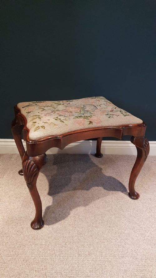 Antique George III Style Mahogany Cabriole Leg Stool