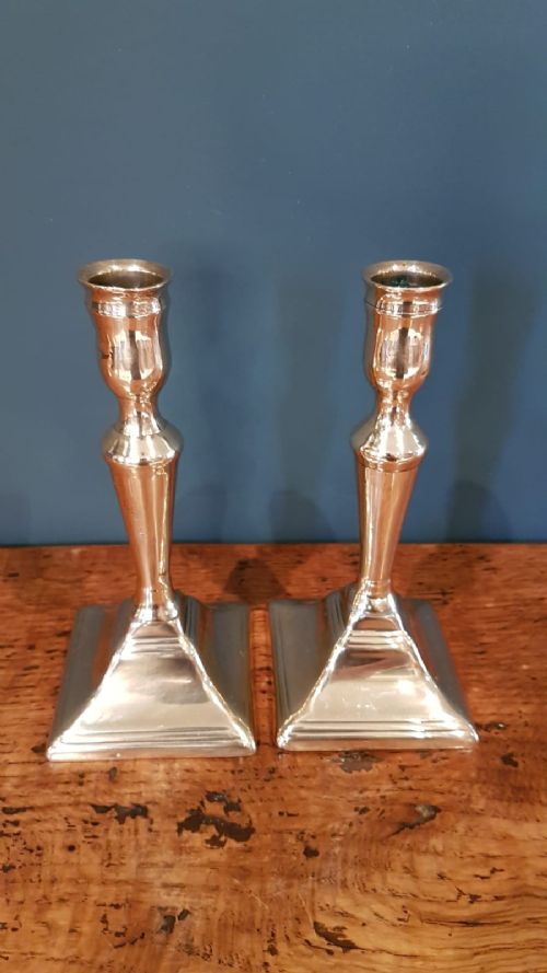 Pair of Antique George III Brass Candlesticks