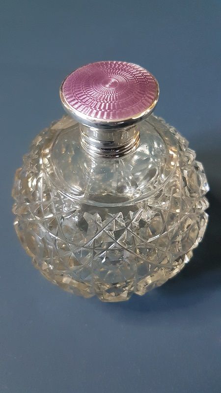 George V Period Silver & Enamel Top Scent Bottle