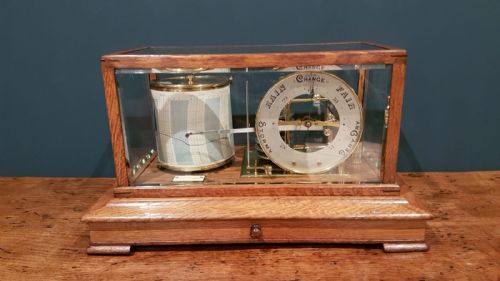 Superb Antique Barograph with Barometer Dial
