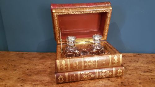 Antique Leather Books Liqueur Tantalus