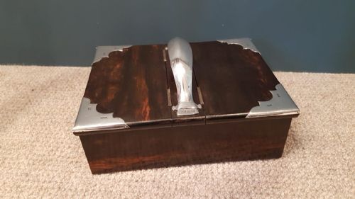 Victorian Solid Silver Coromandel Mounted Cigar Box