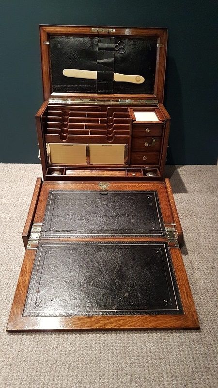 Victorian Oak Fitted Stationary Box