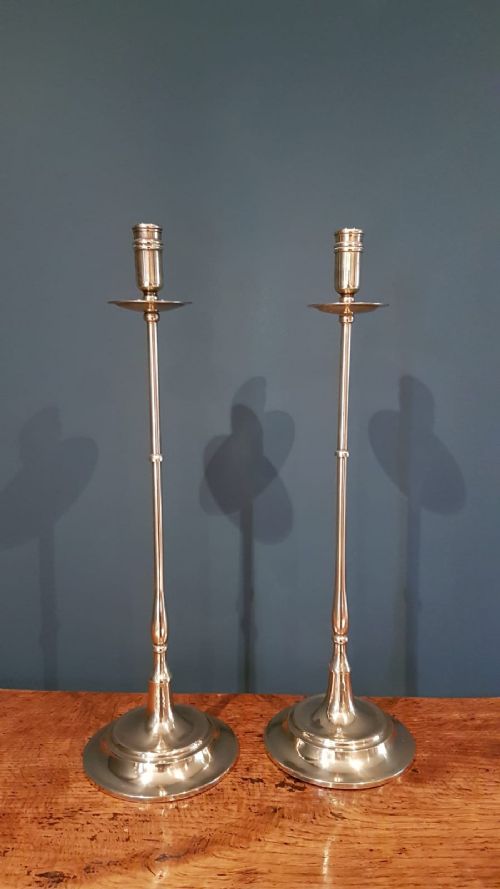 Pair of Elegant Tall Victorian Brass Candlesticks