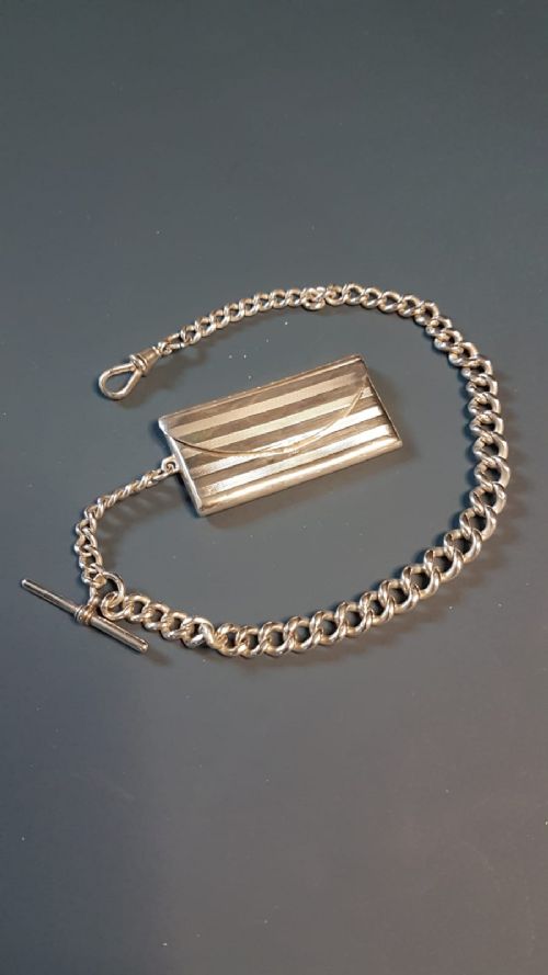 Edwardian Silver Stamp Fob and Chain