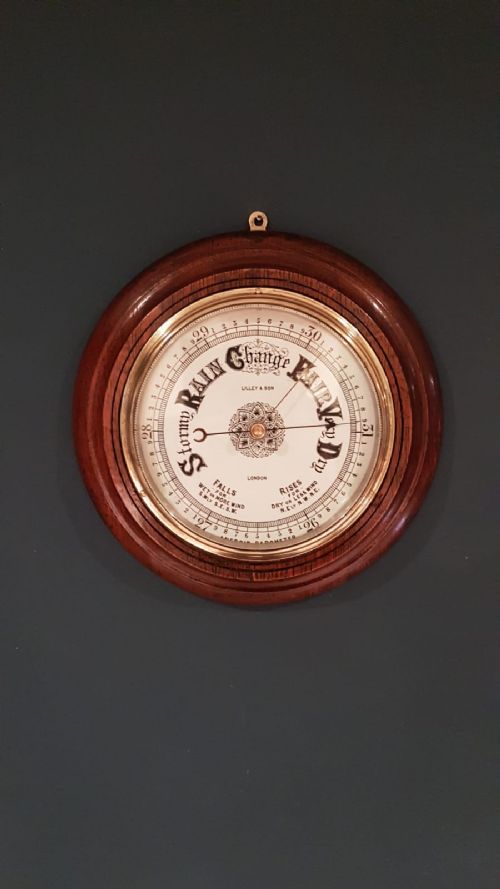 Victorian Oak Aneroid Barometer
