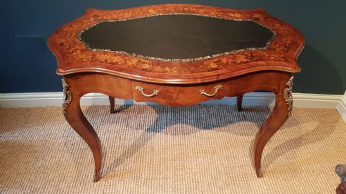 Fine Victorian Inlaid Walnut Writing Table