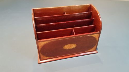 Edwardian Mahogany Sheraton Inlaid Letter Rack