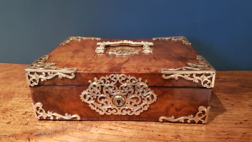 Superb Victorian Walnut and Ormolu Trimmed Jewellery Box