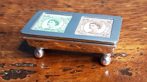 Antique Silver Trough Shaped Stamp Box