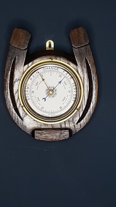 Edwardian Oak Lucky Horse Shoe Barometer
