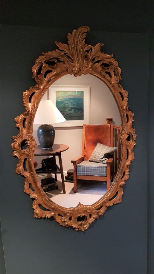 Superb Edwardian Timber Gilt Oval Mirror