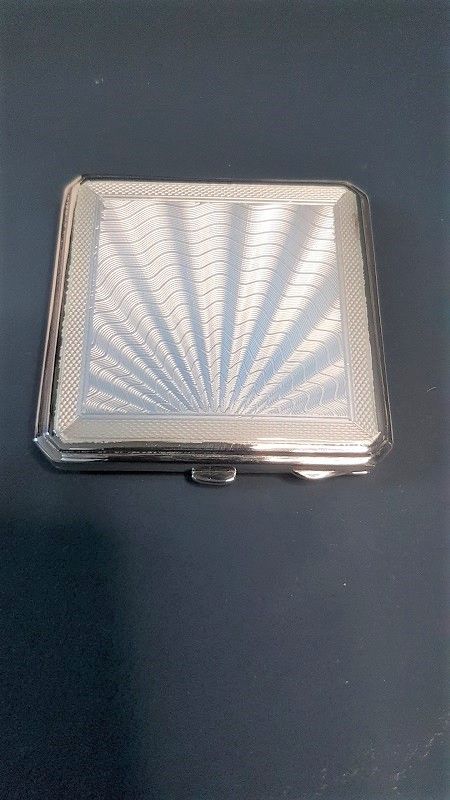 Antique Silver and Sunburst Enamel Compact