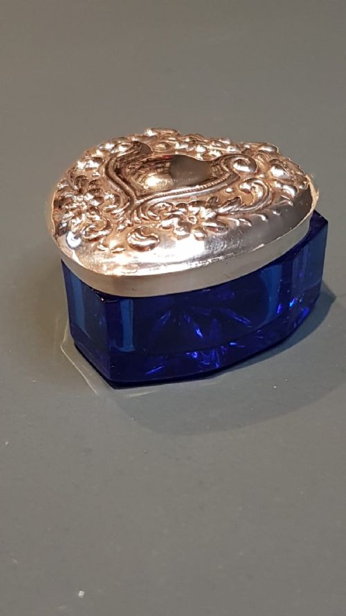 Silver and Bristol Blue Heart Shaped Box