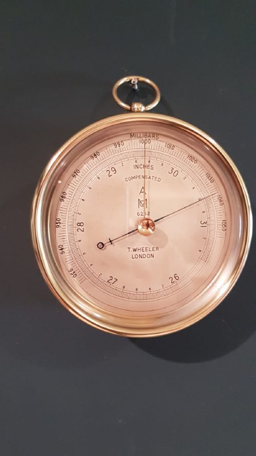 Victorian Brass and Cased Marine Barometer