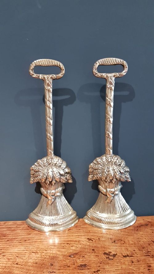 Pair of Victorian Cast Brass Wheatsheaf Door Stops