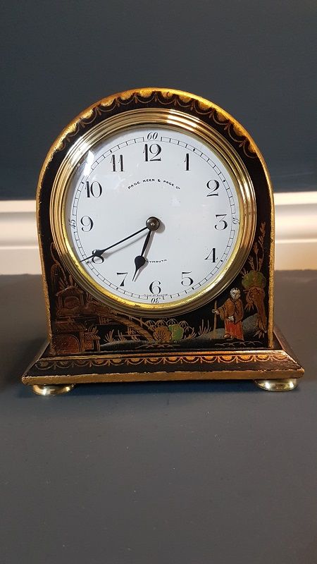 Antique Chinoiserie 8 Day Paris Made Mantel Clock