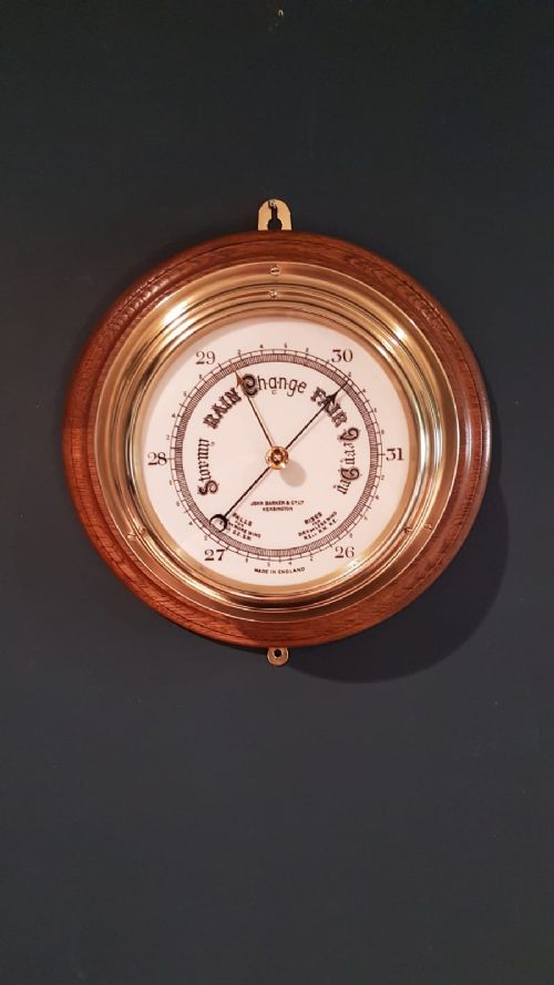 Late Victorian Brass Cased Ships Bulk Head Barometer