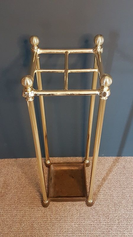 Victorian Brass Stick Stand with Cast Iron Base