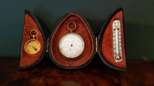 Victorian Pocket Barometer and Compass Set