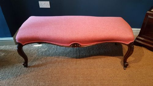 Victorian Carved Mahogany Cabriole Leg Stool