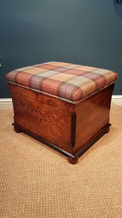 Victorian Inlaid Walnut Ottoman Stool