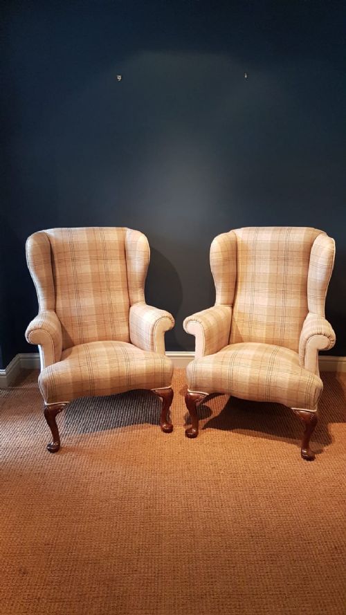 Superb Pair of Victorian Wing Back Chairs
