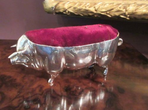 Larger Antique Silver 'Pig' Pin Cushion