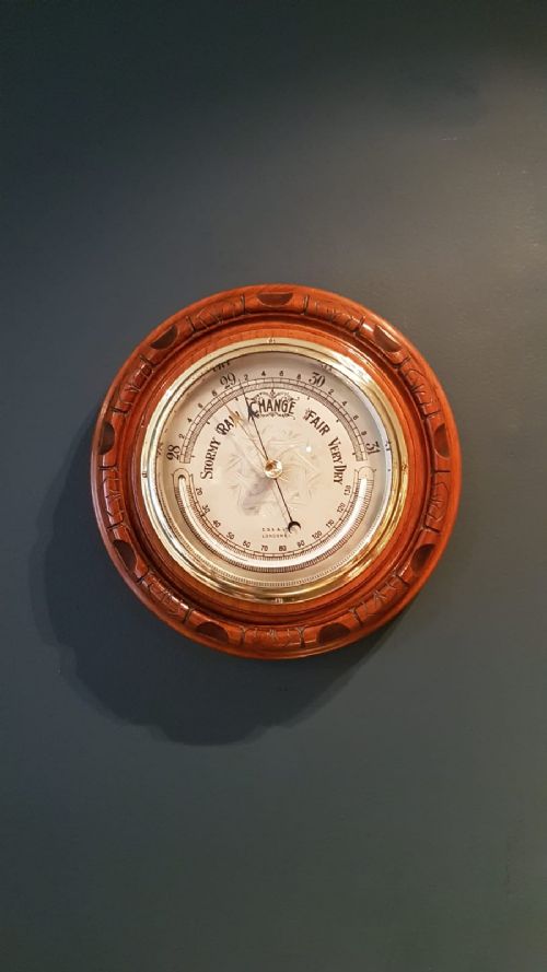 Superb Antique Barometer with Crescent Thermometer
