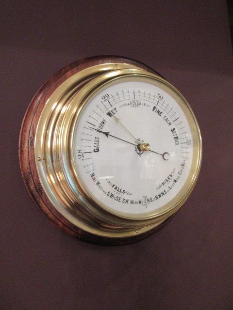 Antique Brass Bulkhead Marine Barometer