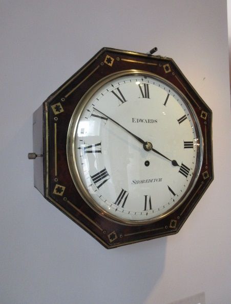 Antique Brass Inlaid London Fusee Wall Clock