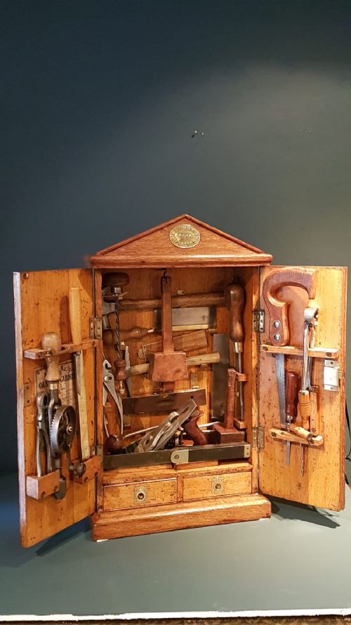Superb Edwardian Oak Army & Navy Tool Cabinet