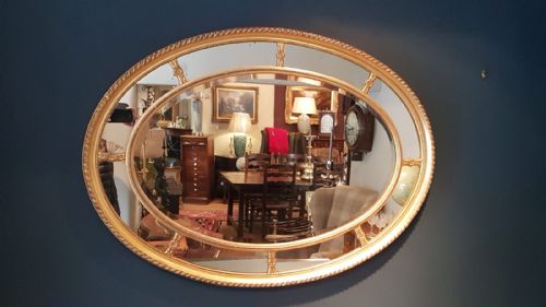Large Victorian Oval Gilt Segmented Mirror