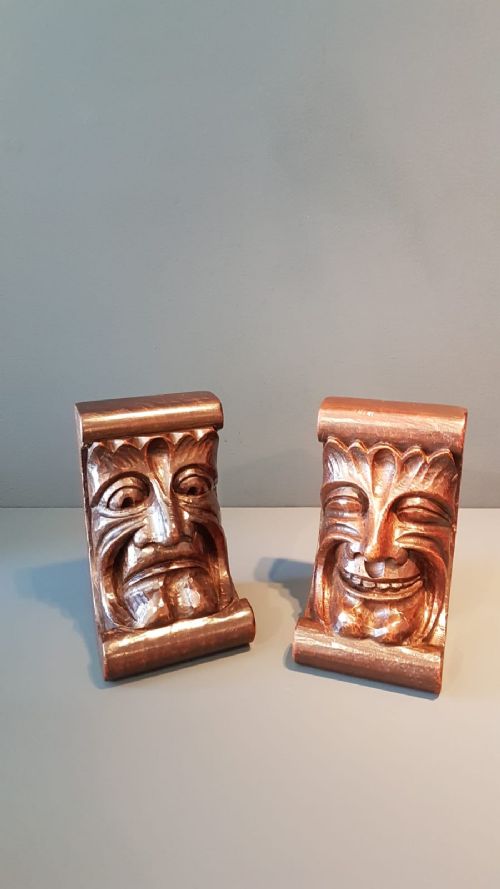 Pair of Antique Oak Bookends