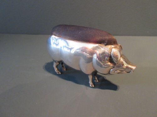 Antique Silver 'Pig' Pin Cushion