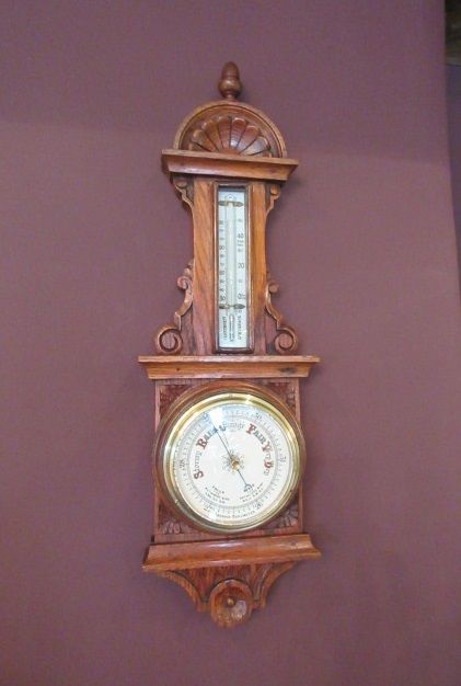 Small Antique Polished Oak Banjo Barometer