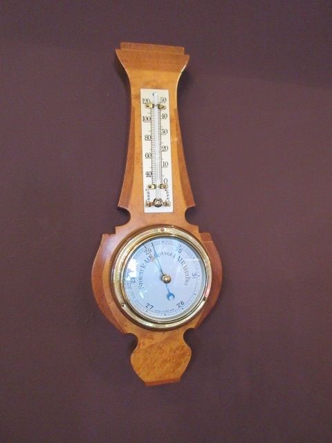 Small Antique Satinwood Inlaid Banjo Barometer