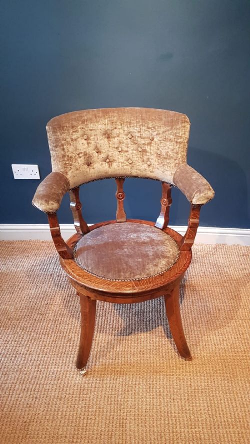 Victorian Upholstered Oak Desk Chair