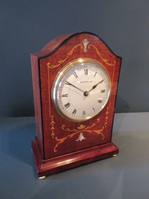 Fine Edwardian Sheraton Inlaid Mantel Clock