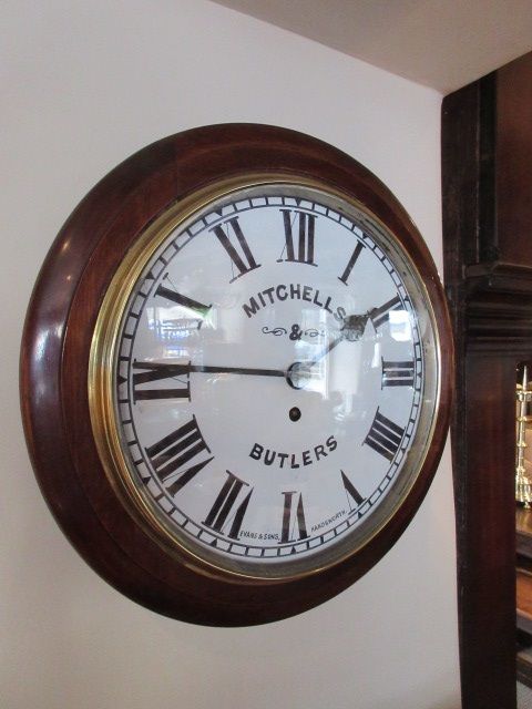 Antique Polished Mahogany 12" Fusee Wall Clock