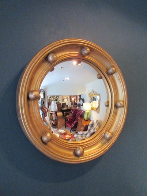 Antique Plaster Gilt Convex Wall Mirror