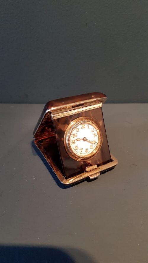 Tortoise Shell and Silver Gilt Travelling Clock