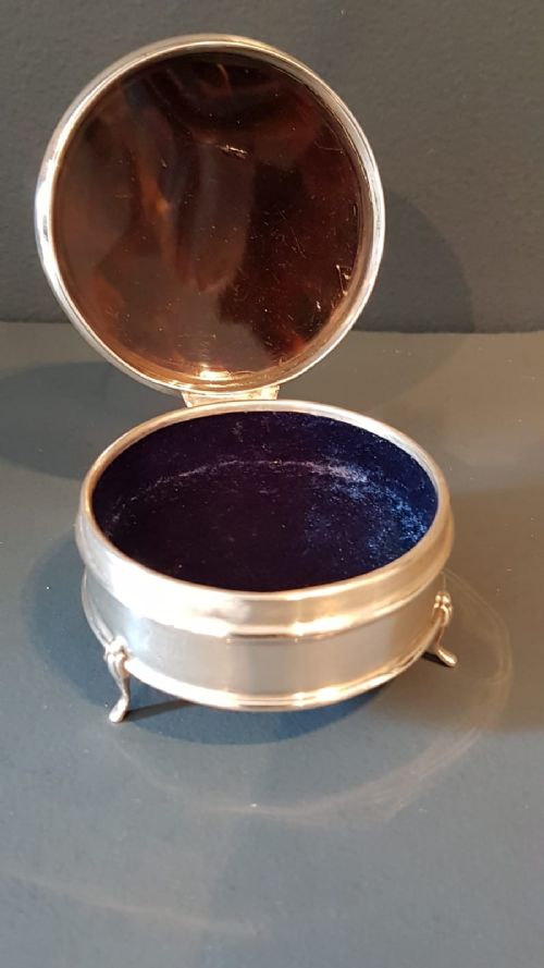 George V Period Silver & Tortoiseshell Ring Box