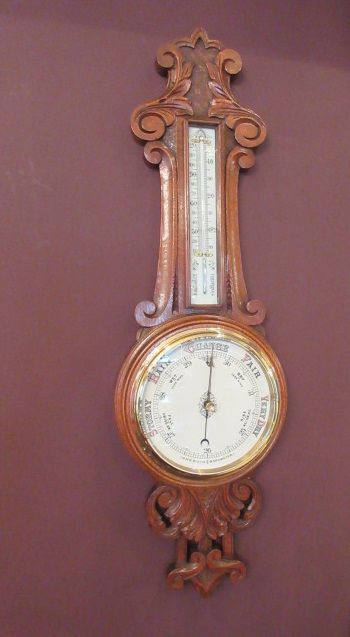 Superb Antique Polished Oak Banjo Barometer