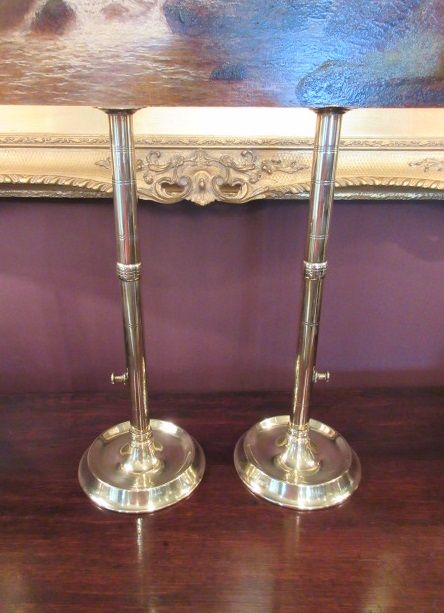 Tall Pair of George III Period Rise & Fall Candlesticks