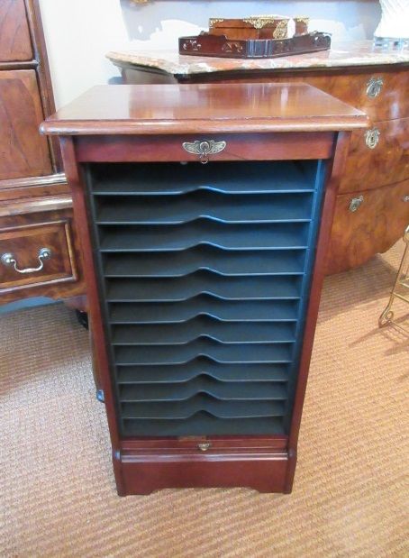 Antique Tambour Front Filing Cabinet