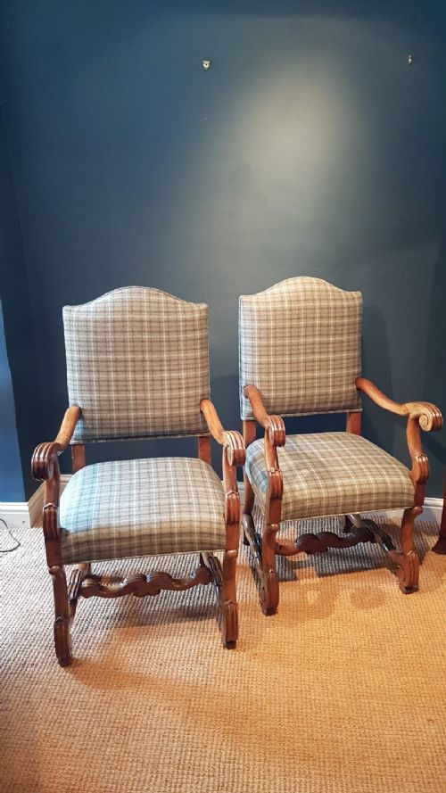 Pair of Victorian Walnut Framed Arm Chairs