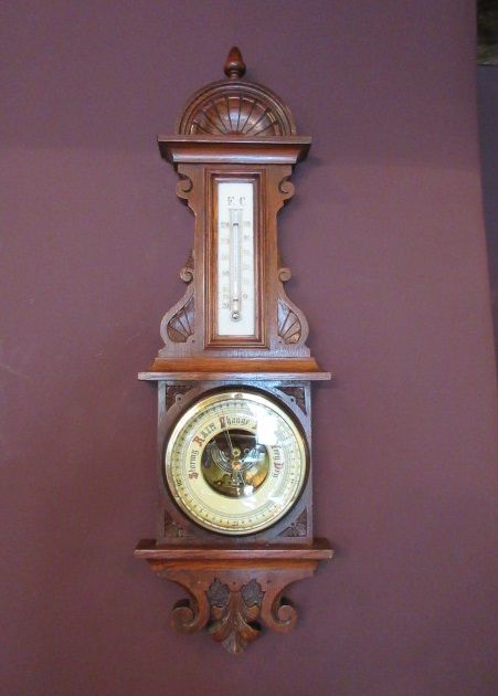 Small Antique Polished Oak Banjo Barometer
