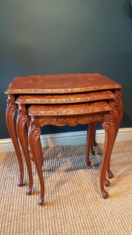1920'S Burr Walnut Nest of 3 Tables